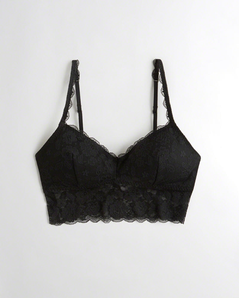 Bralette Hollister Donna Lace Longlinelette With Removable Pads Nere Italia (800FYTZB)